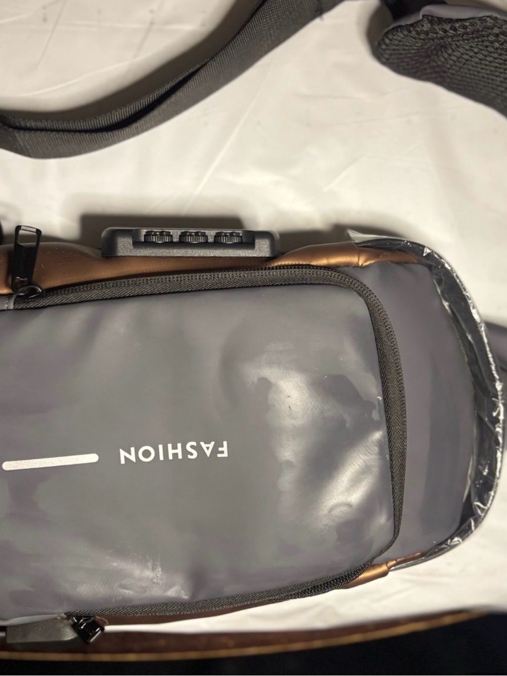 Men's Gray Anti-Theft Sling Bag with Combination Lock